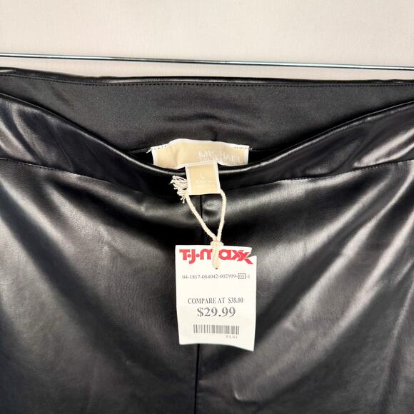 NWT Michael Michael Kors Rocker Edgy Faux Leather Legging Pants Felt Lined Large - Picture 4 of 13
